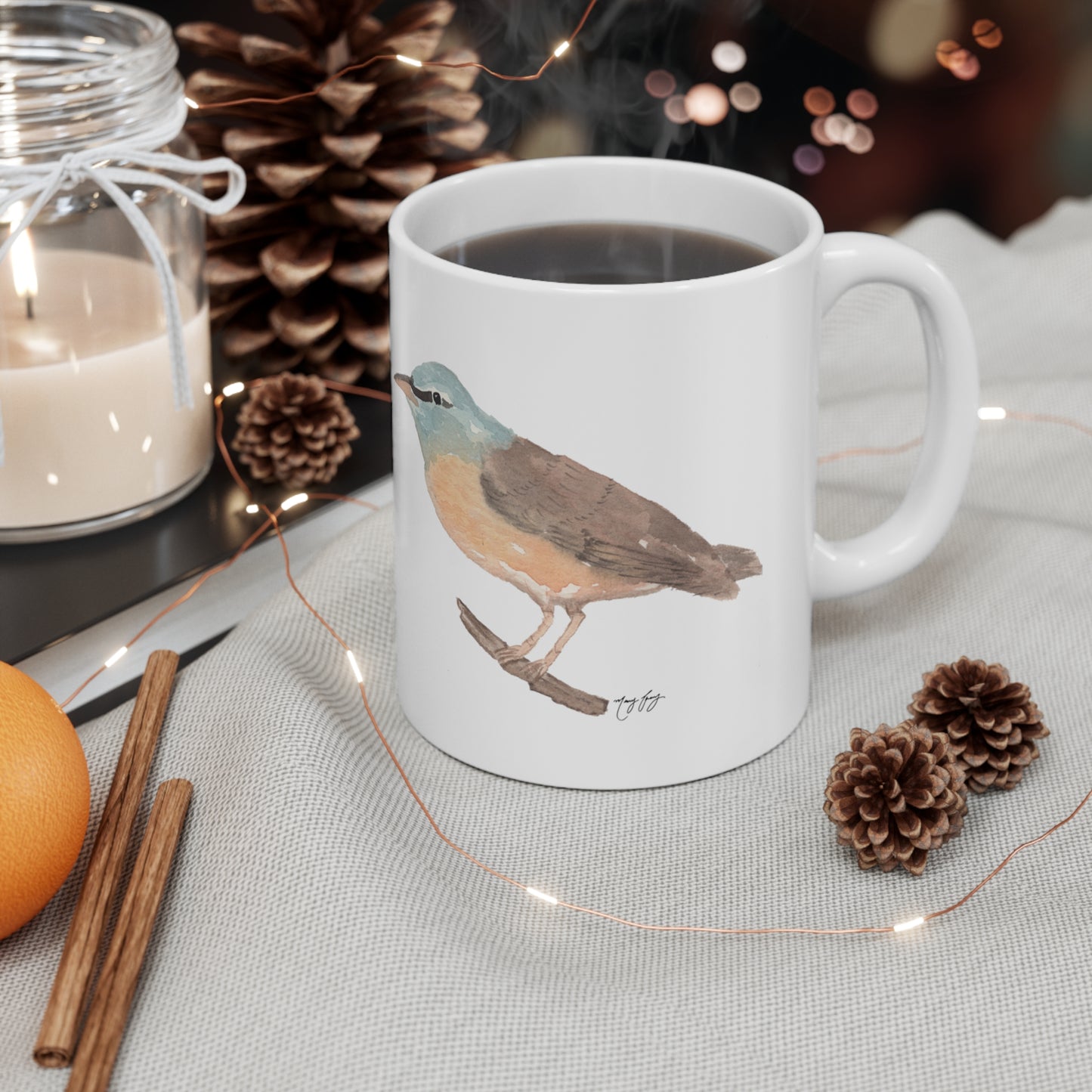 Eyebrowed Thrush Ceramic Mug