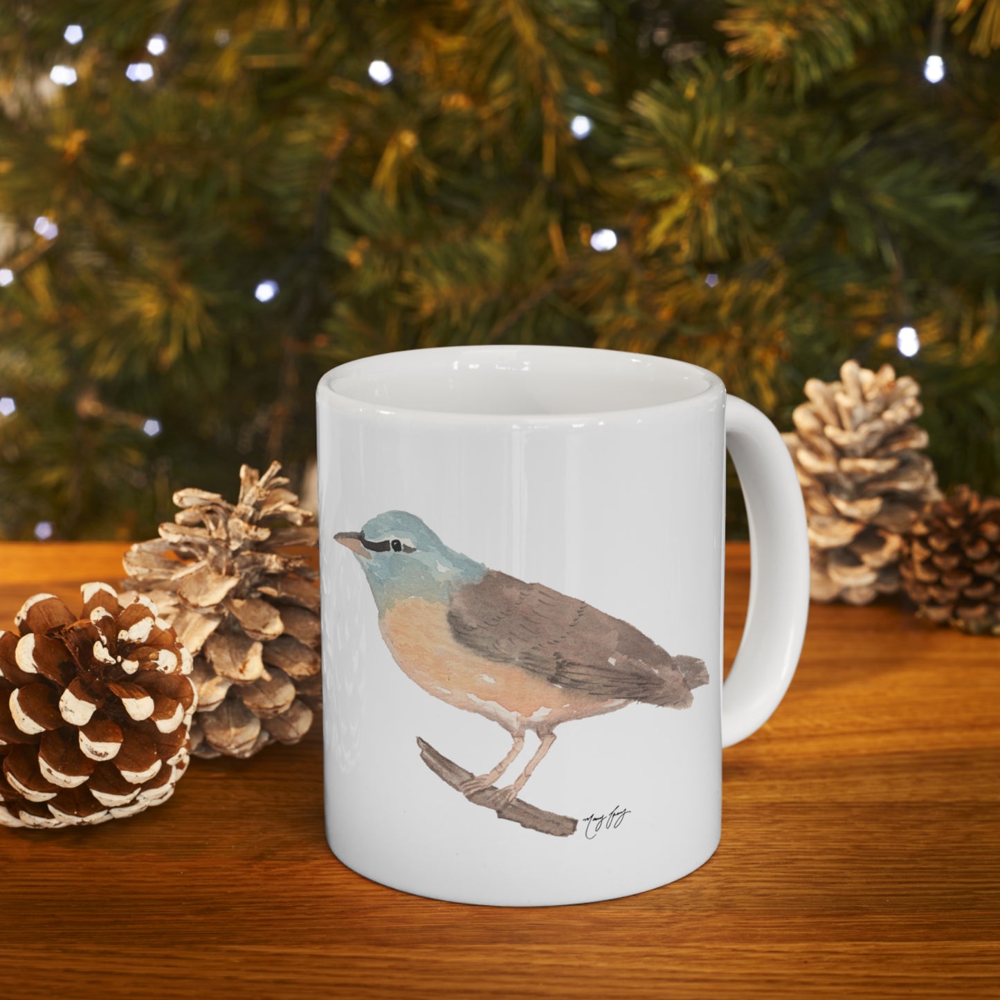 Eyebrowed Thrush Ceramic Mug